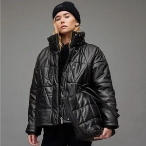 All Saints vegan leather puffer jacket